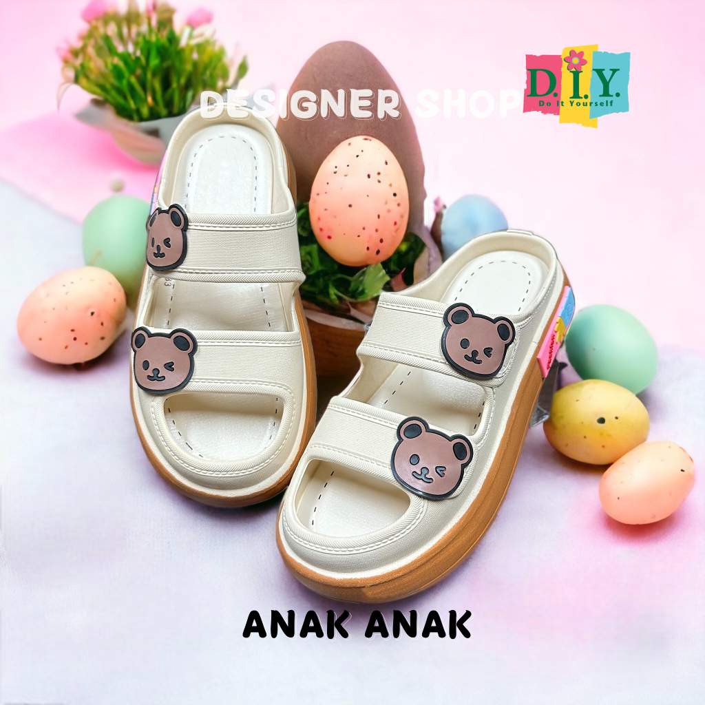 Sandal Viral DIY Anak Anak Ban Dua Motif Bear 2023