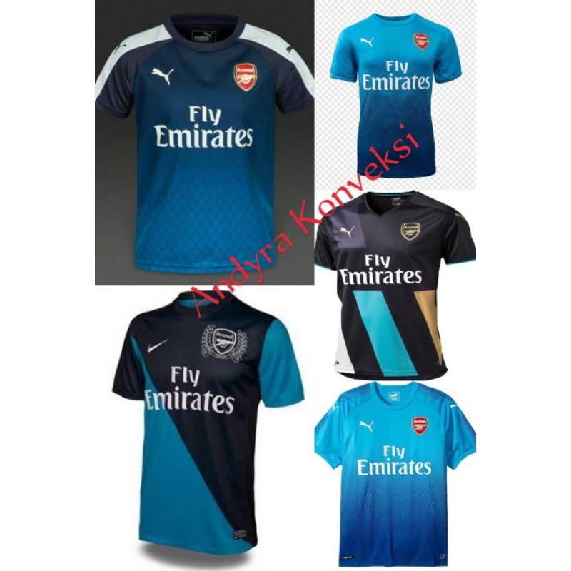 Retro Jersey Arsenal Blue Football Club - FULL PRINTING - Free Custom Name set