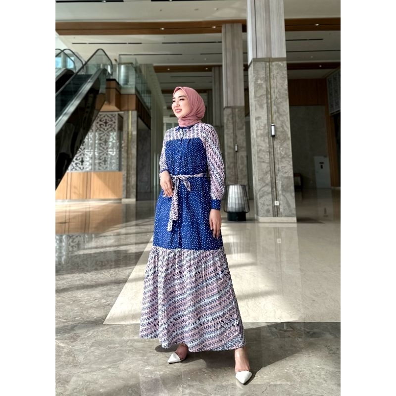 Nadine gamis batik modern katun 2 warna