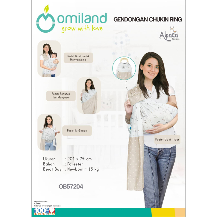 Omiland Gendongan Bayi Samping Chukin Multifungsi (bisa u/ newborn) Alpaca Series - OB 57201 - 4