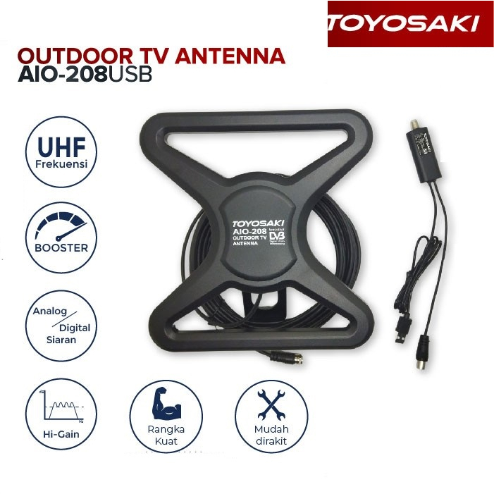 Antena TV Digital Indoor Outdoor Toyosaki AIO 208 USB