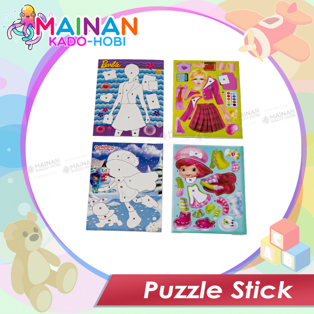 MAINAN EDUKASI ANAK PEREMPUAN BONGKAR PASANG STICK AND MATCH PUZZLE KARAKTER