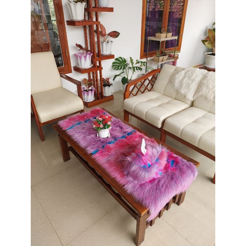 Promo Ramadhan Set Taplak + Tisu bulu korea warna pink ungu gradasi motif (cotton candy 1) bisa untu