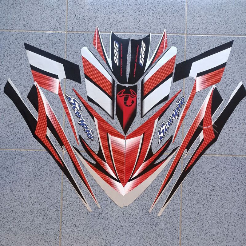 stiker striping motor Yamaha Scorpio 2004 merah