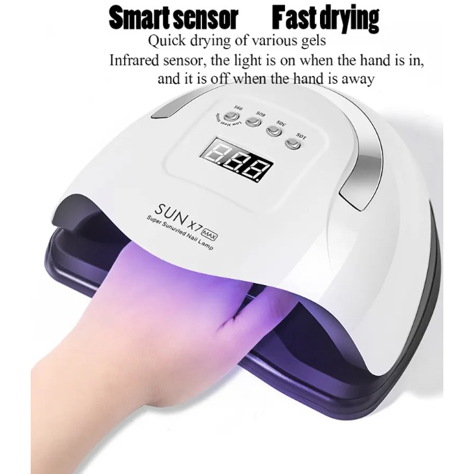 Nail UV lamp SUN X7 MAX alat Pengering Kutek UV Led Nail Kuku 180W LAMPU Nail Dryer Tinggi Lebih Cepat Kering