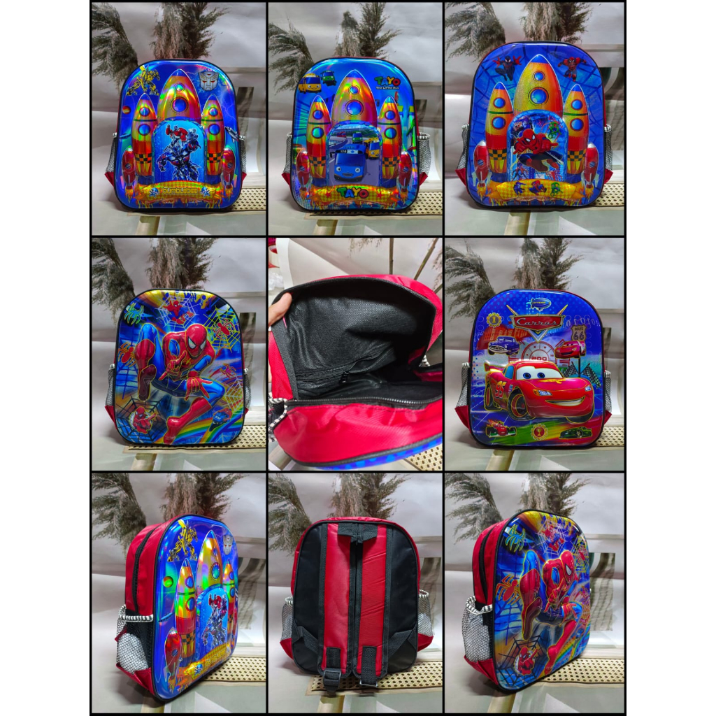 BANTING HARGA!!! 12pcs Tas Ransel Anak Embos LED [Baca Deskripsi!!!] LOL Hello Kitty Frozen Tayo Spiderman BumbleBee Robot Tas Anak Sekolah SD Termurah CAHAYA BUNDA SHOP