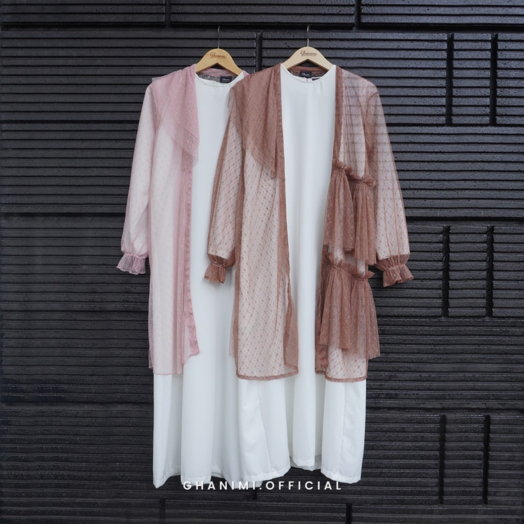 Ghanimi - Riane Outer / Long Outer brukat / outer tule / baju kondangan kekinian / outer kondangan tangan panjang