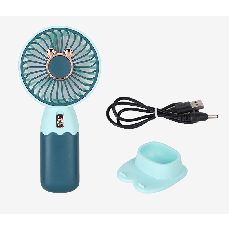 Kipas Angin Mini Genggang Goojodoq CUte Mini Fan Lampu LED warna warni portable