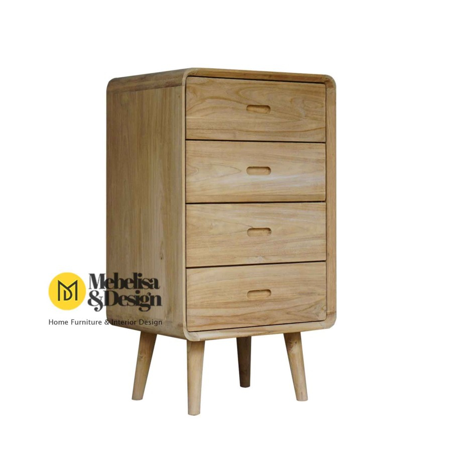 Nakas Arsip Retro Vintage Jati 4 Laci