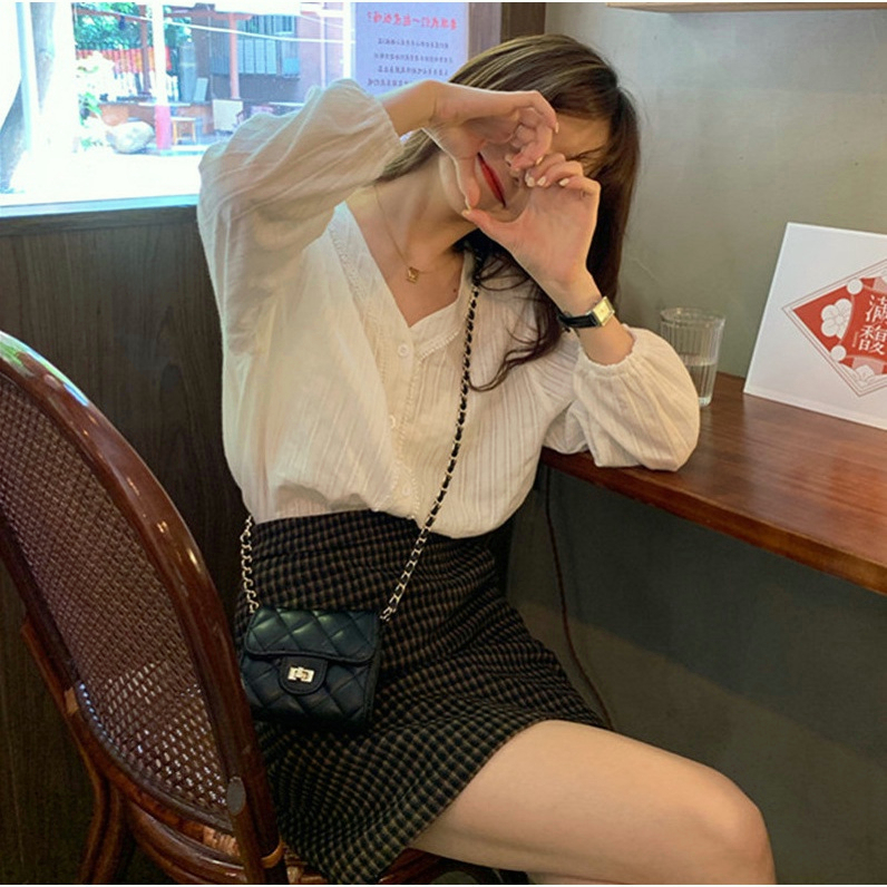 MOOGU ♡ Kemeja korea temperamen shirt lengan panjang fashion wanita