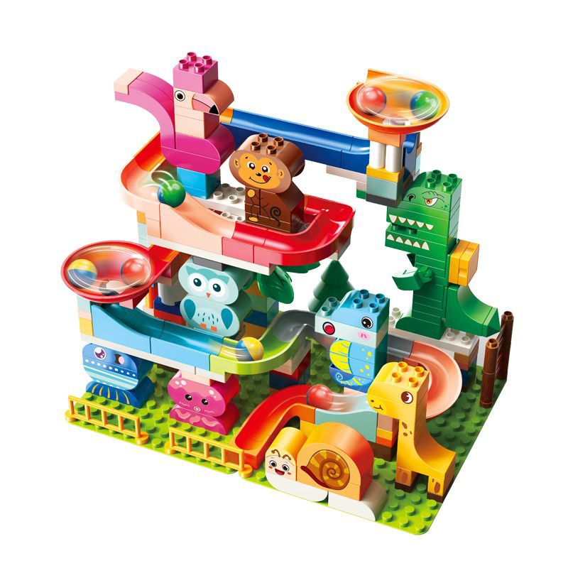 Feelo 210 Pcs Animal Slide Building Block mainan edukasi anak balok susun brick