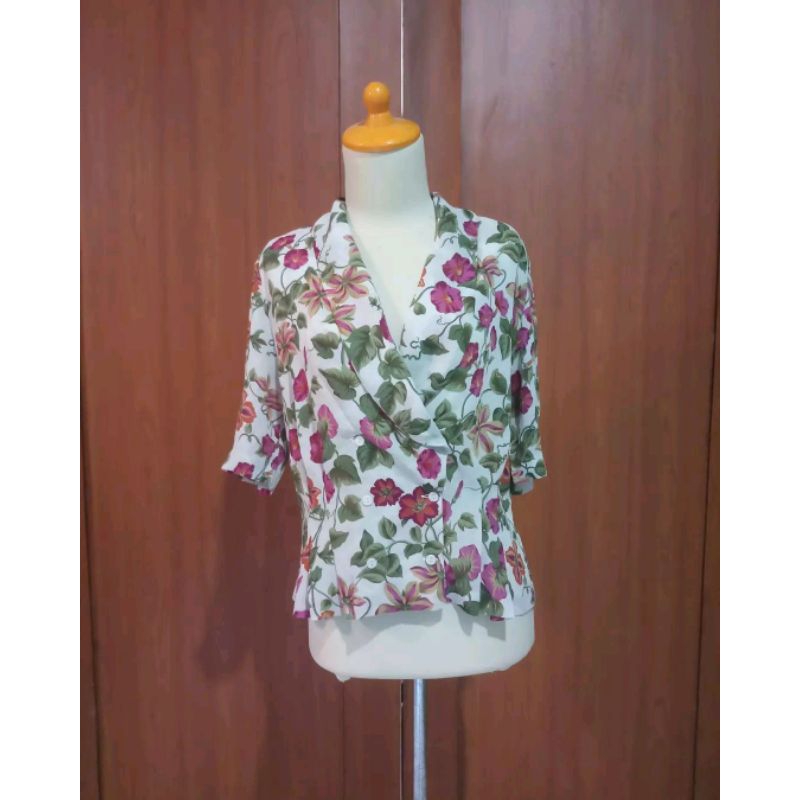 BLOUSE VINTAGE LENGAN PENDEK BUNGA2