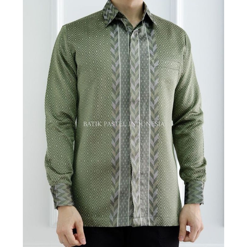 Kemeja Songket Pria Kemeja Tenun Pria Songket Baron 1 Warna Palembang Eksklusif Premium Elegan Casual Lengan Pendek/Panjang Baju Kondangan Pernikahan 008