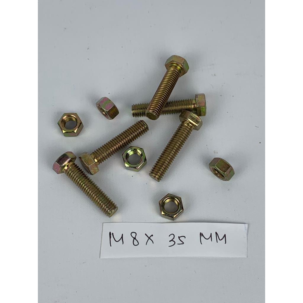 BAUT M8X35 MM ISI 10 PCS WARNA KUNING HEXAGON HEX BMK MUR BAHAN BESI TEBAL HARGA MURAH BERKUALITAS PROMO DISKON TERLARIS