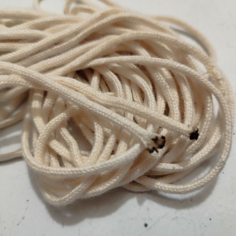 Tali kur full katun cream 2mm / 100 yard tali makrame 2 mm / macrame cream n hitam 2mm