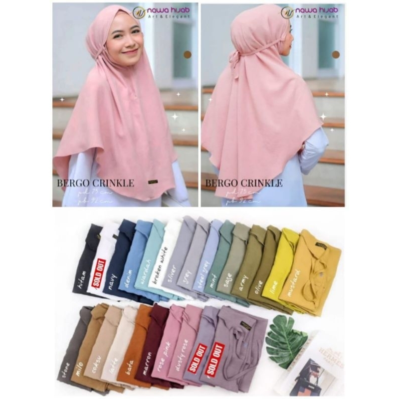 Nawa Hijab Bergo Crinkle Import M Non Pet