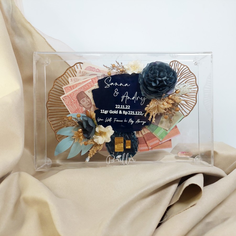 Mahar Frame Uang & Logam Mulia | Bingkai Mahar Pernikahan - Quelene