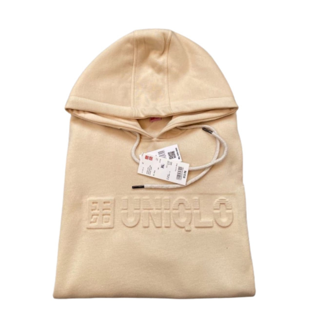JAKET SWEATER HOODIE UNIQLO CREAM FONT SABLON EMBOSSED 3D ORIGINAL IMPORT HIGH QUALITY TEE PREMIUM UNIQLO