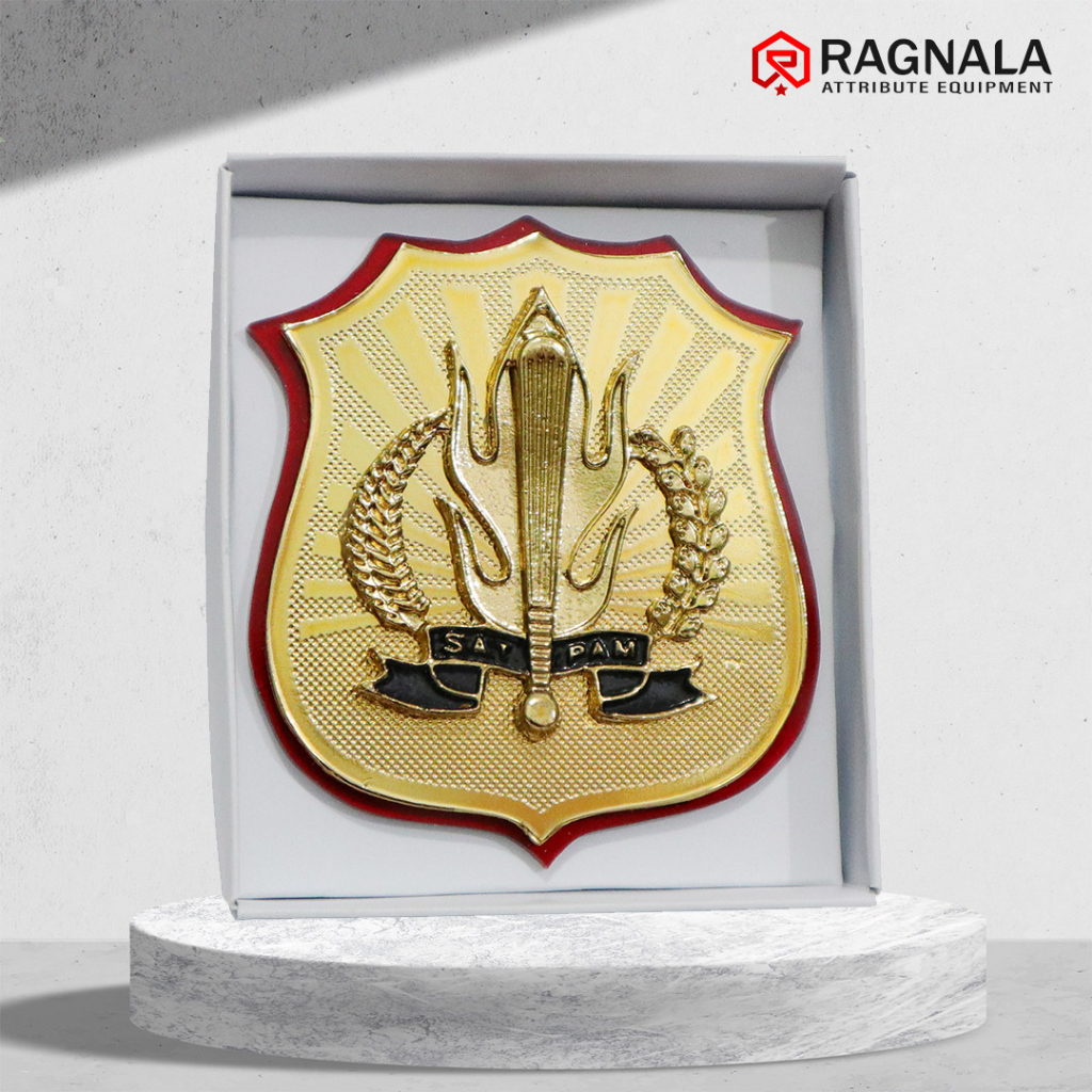Pin Kewenangan Satpam Akrilik Kuningan Premium Model Datar Logo Timbul