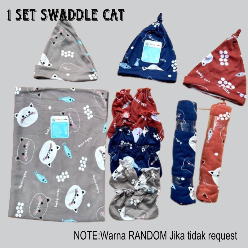 Paket set swaddle Motif selimut alas stroller alas tidur bayi bedong perlengkapan bayi Topi bayi Sarung tangan bayi Newborn SNI promo 9.9