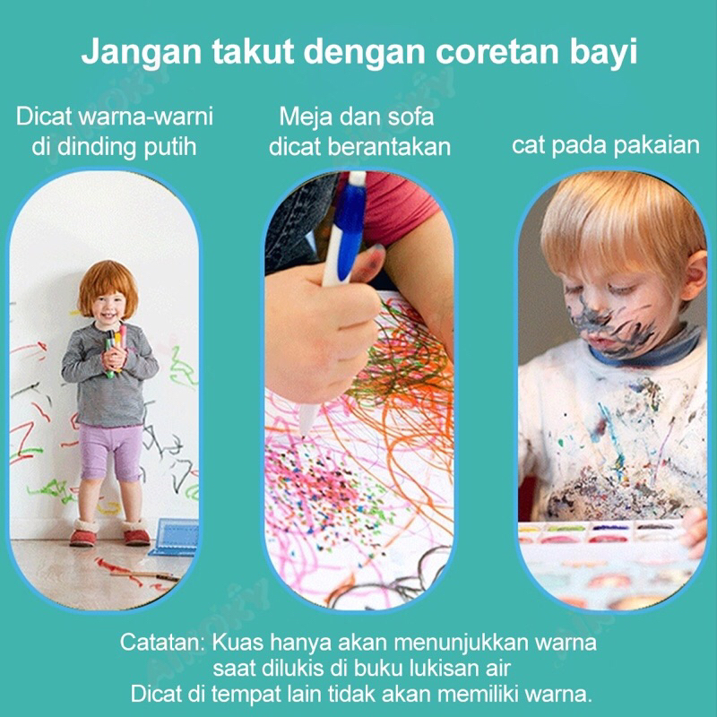 Mainan Edukasi Magic Water Book Buku Mewarnai Mainan Air Bersih Kado Bayi
