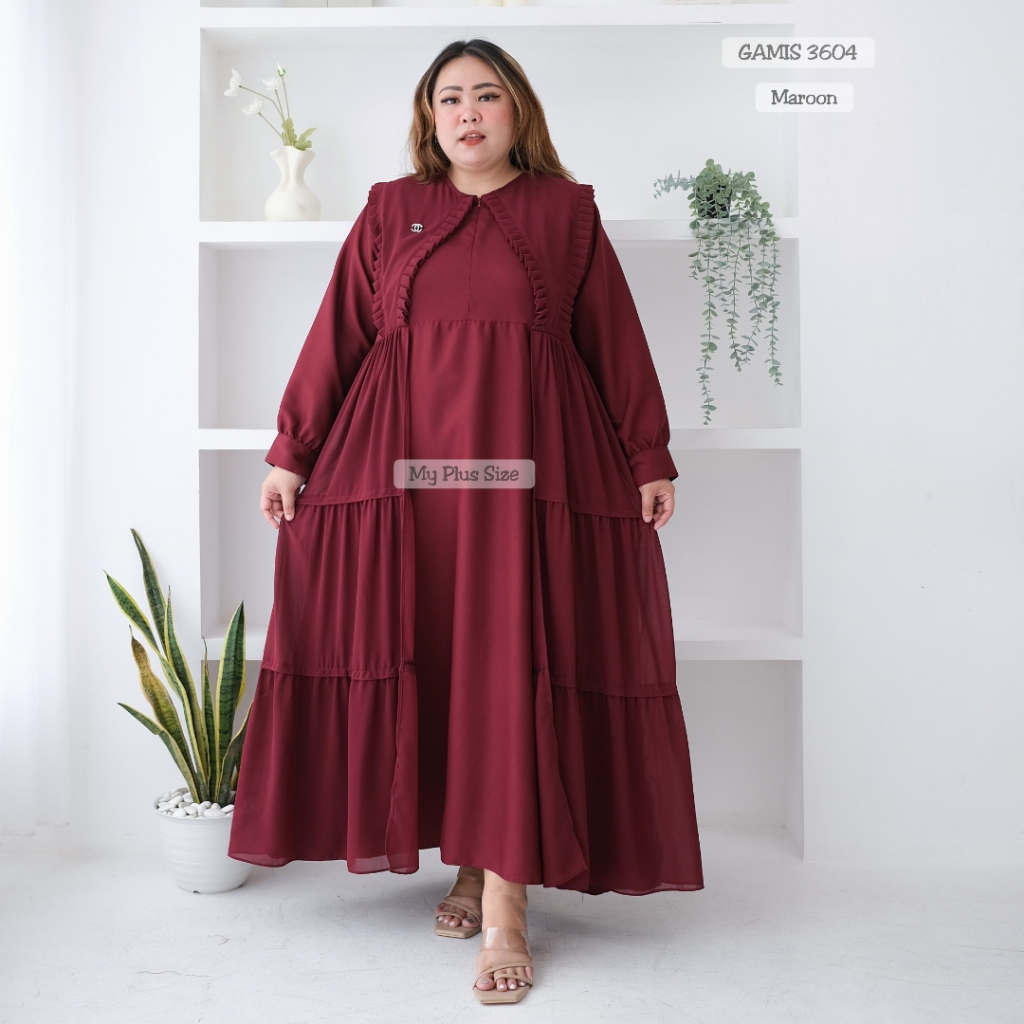 Gamis Ruffle Bros Wanita Jumbo 3604, Ld 130 &amp; 144 cm