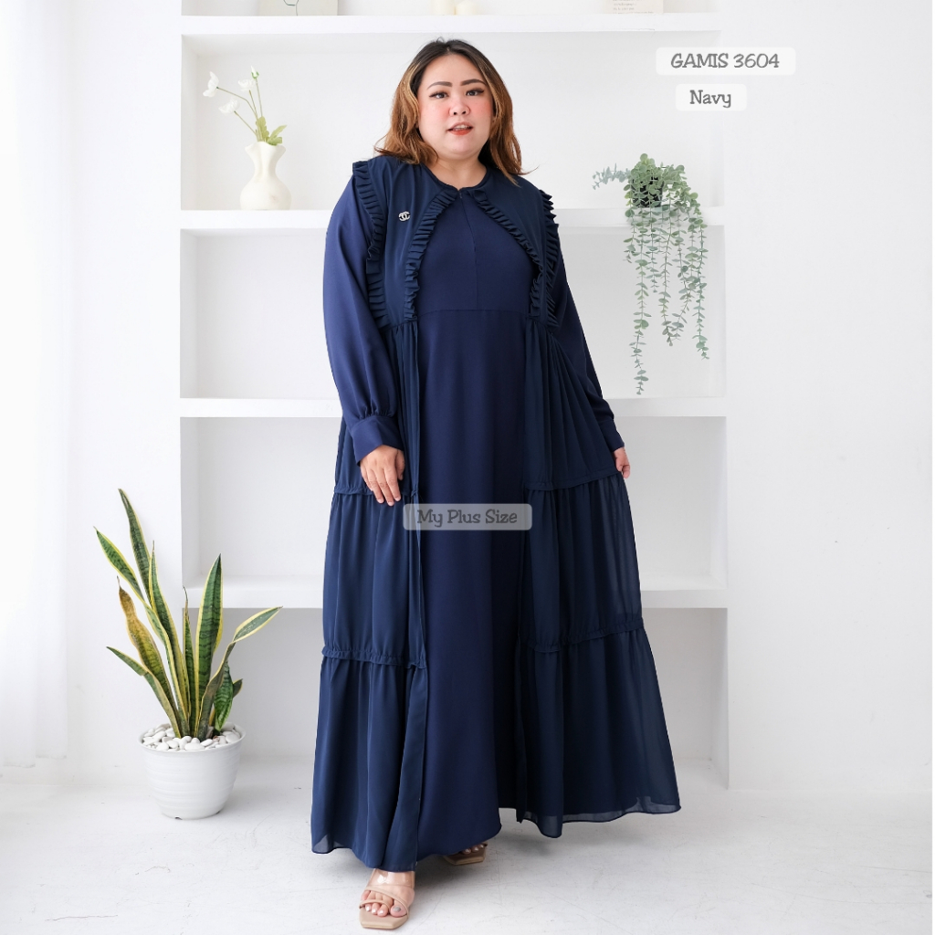 Gamis Ruffle Bros Wanita Jumbo 3604, Ld 130 &amp; 144 cm