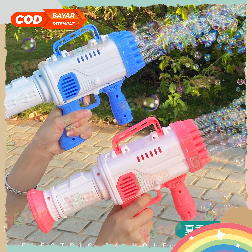 YGtoys Mainan Bubble Gun Bazoka JUMBO 32 Hole Rocket Launcher BESAR Gelembung Sabun Tembakan Balon Gatling Anak Elektrik Edukasi Edukatif