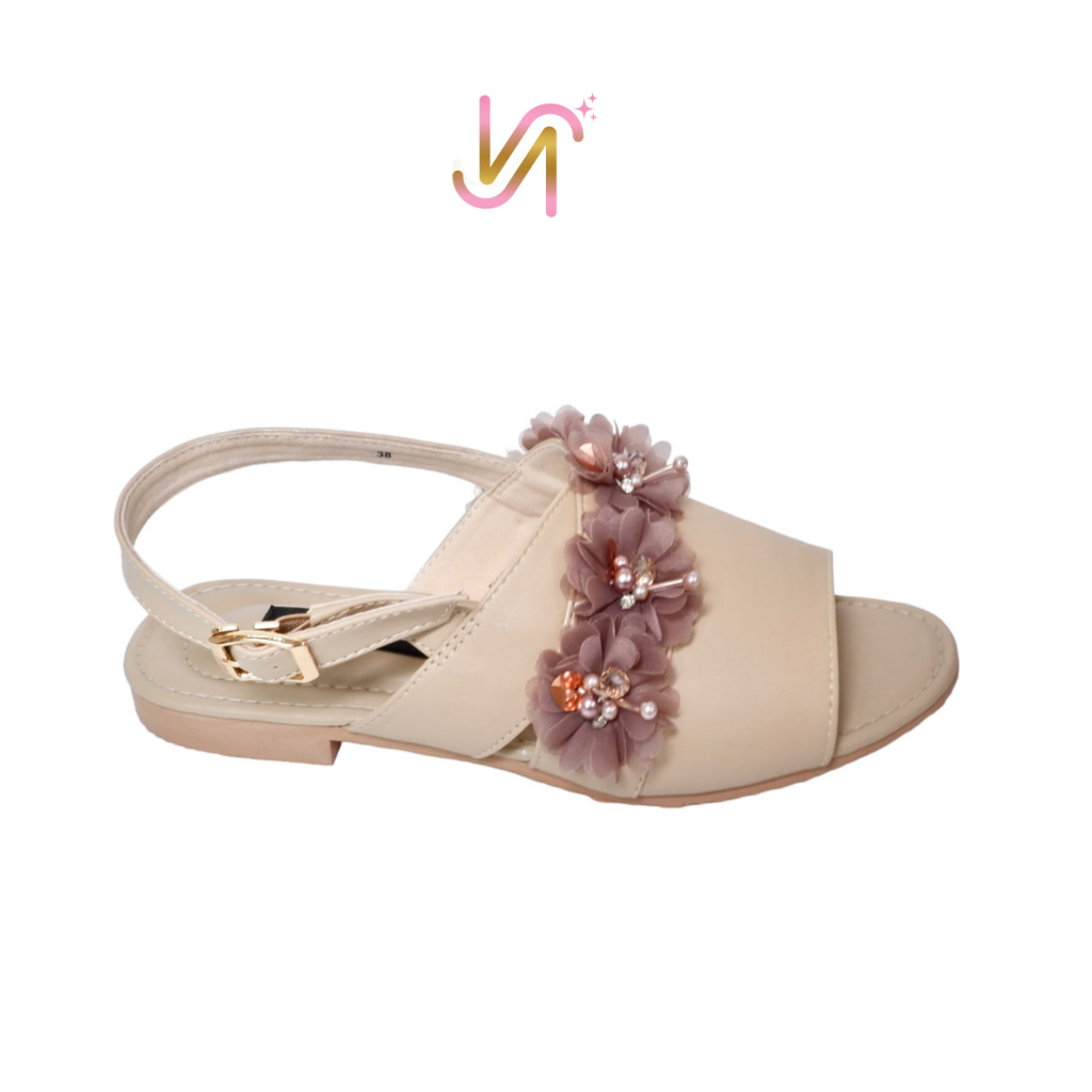 Nadilastuff Signature Raya collection Fransisca Organza Sandal Flat Wanita Premium