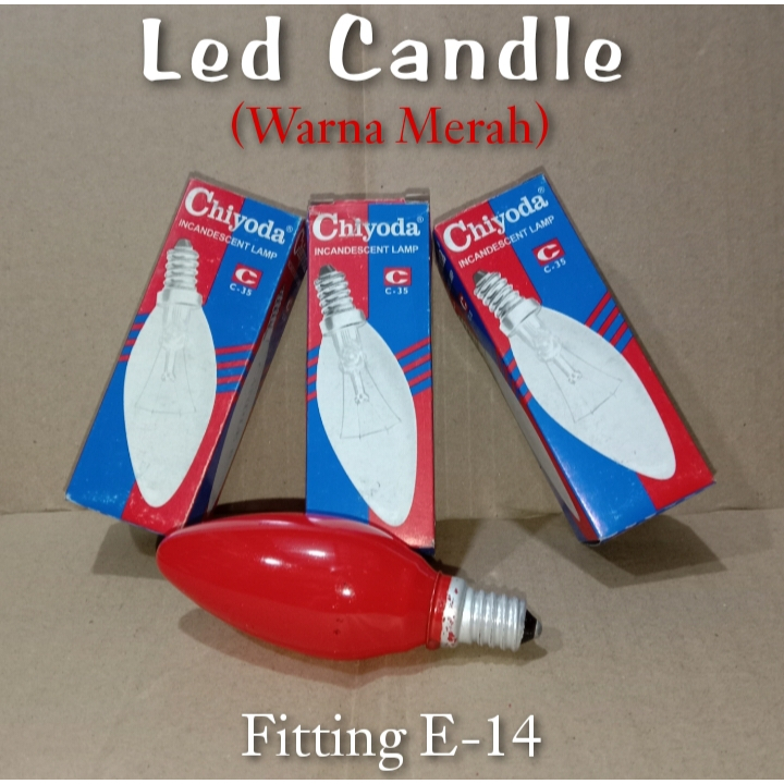 Lampu Pijar Candle Merah CHIYODA E14 15 Watt