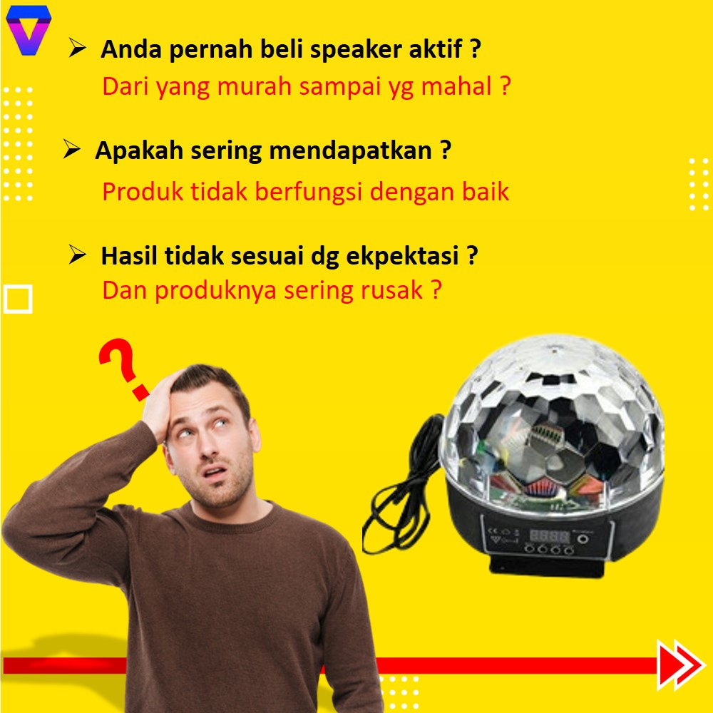 SPEAKER AKTIF MINI SPEKER SUPER BASS SPIKER PORTABLE SOUND DENGAN LAMPU DISKO LED CRYSTAL MAGIC BALL LIGHT JS189