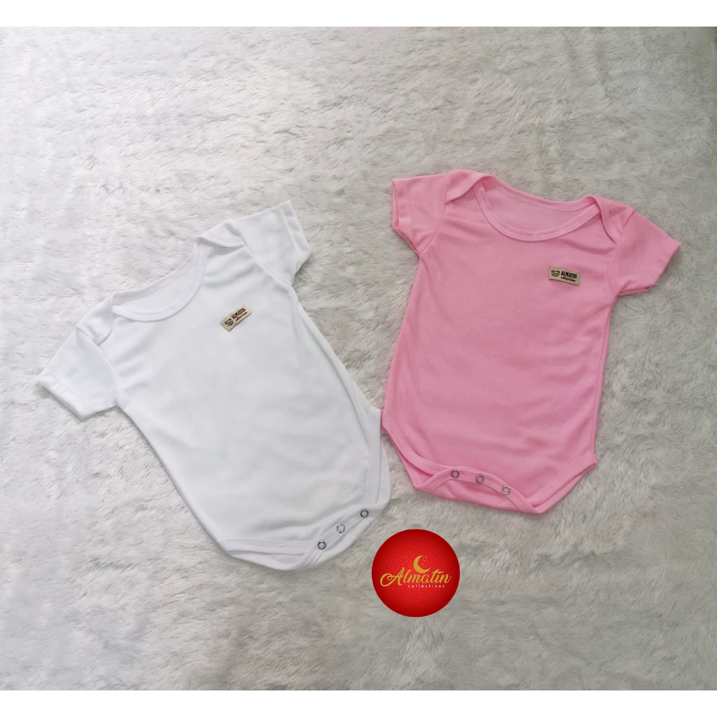 Jumper bayi Tangan Pendek Jumper segitiga Jumper warna polos katun lembut 3 pcs jumper