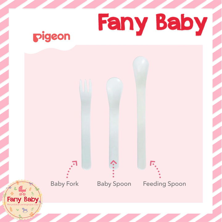 PIGEON BABY FIRST SPOON AND FORK SET 3IN1/ SENDOK GARPU BAYI