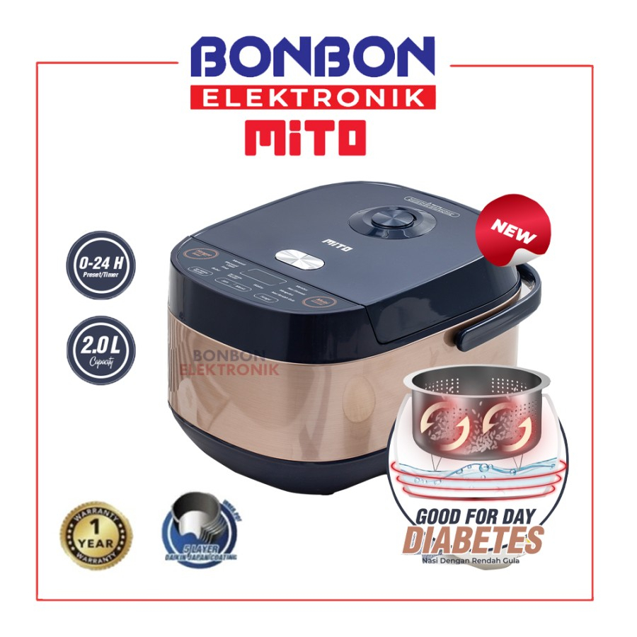 MITO Rice Cooker Digital R7 Low Sugar 2 Liter Penanak Nasi Rendah Gula