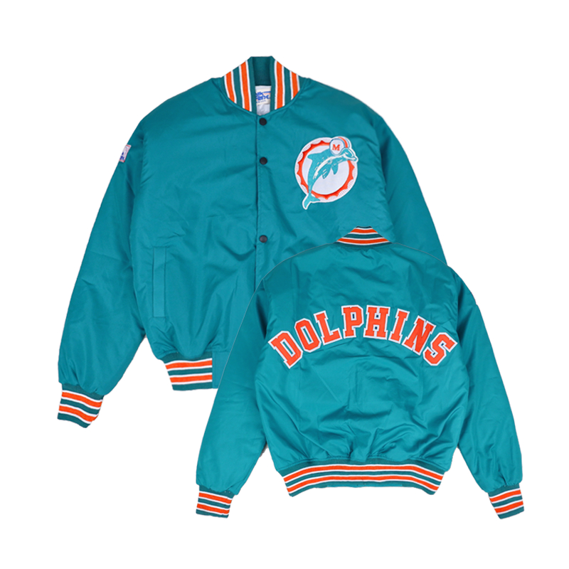 VARSITY JACKET MIAMI DOLPHINS TOSCA NFL AMERICAN FOOTBALL VINTAGE FULL TAG LABEL