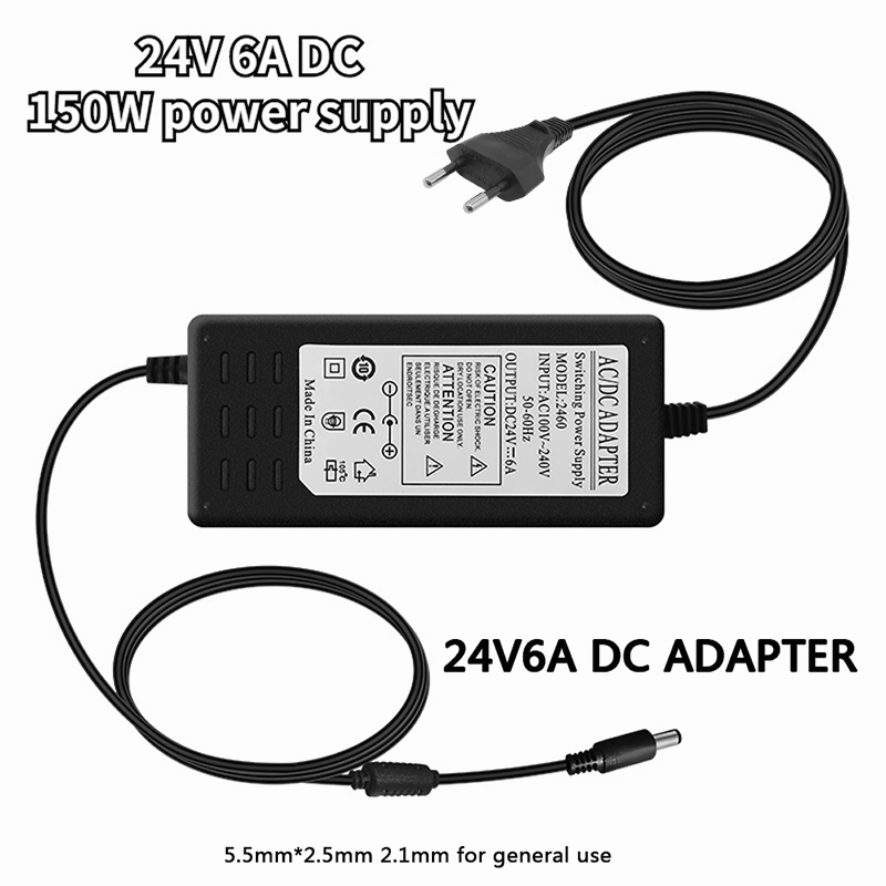 DC24V 6A Adaptor US/EU Plug 150W Power Supply Transformer LED Driver Power Supply untuk Lampu LED Ampli