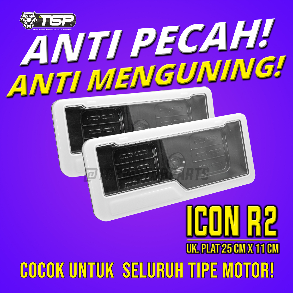 Cover Plat Nomor Motor ICON PUTIH Aksesoris Variasi Beat Vario 125 150 Nmax Vixion Scoopy Dudukan