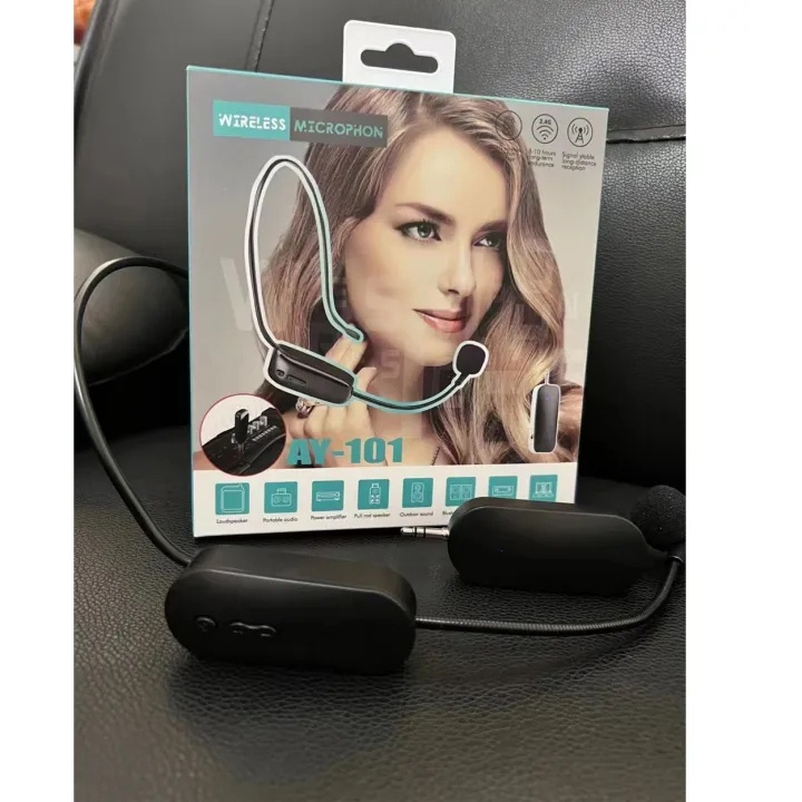 Microphone Mic Clip On Wireless Bando UHF Headset Profesional for Teaching Voice Call Center AY-101 koneksi nirkabel stabil