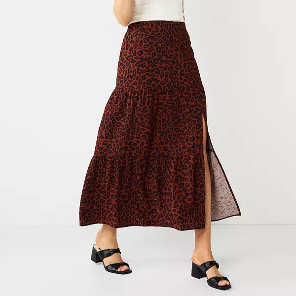 Nine West Crosshatch Tiered Maxi Skirt