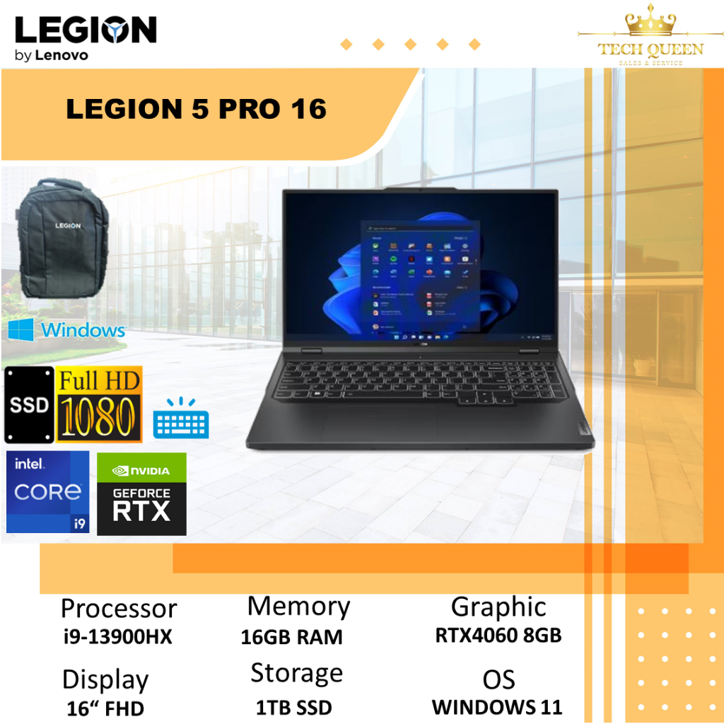 Lenovo Legion 5 PRO 16 I9 13900HX 16GB 1TBSSD RTX4060 8GB 16.0 inch WQXGA 240HZ 4ZRGB W11