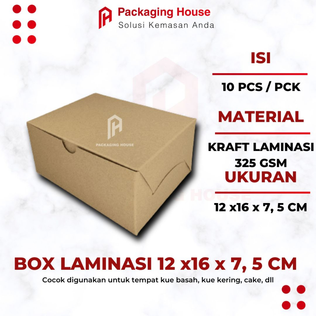 

[10 pcs ] Dus kue 12x16x7,5 cm 325 Gsm | 10 pcs / pack | Dus Snack Box 12 x 16 | Kotak Kardus Kue Laminasi Tebal 325 Gsm |