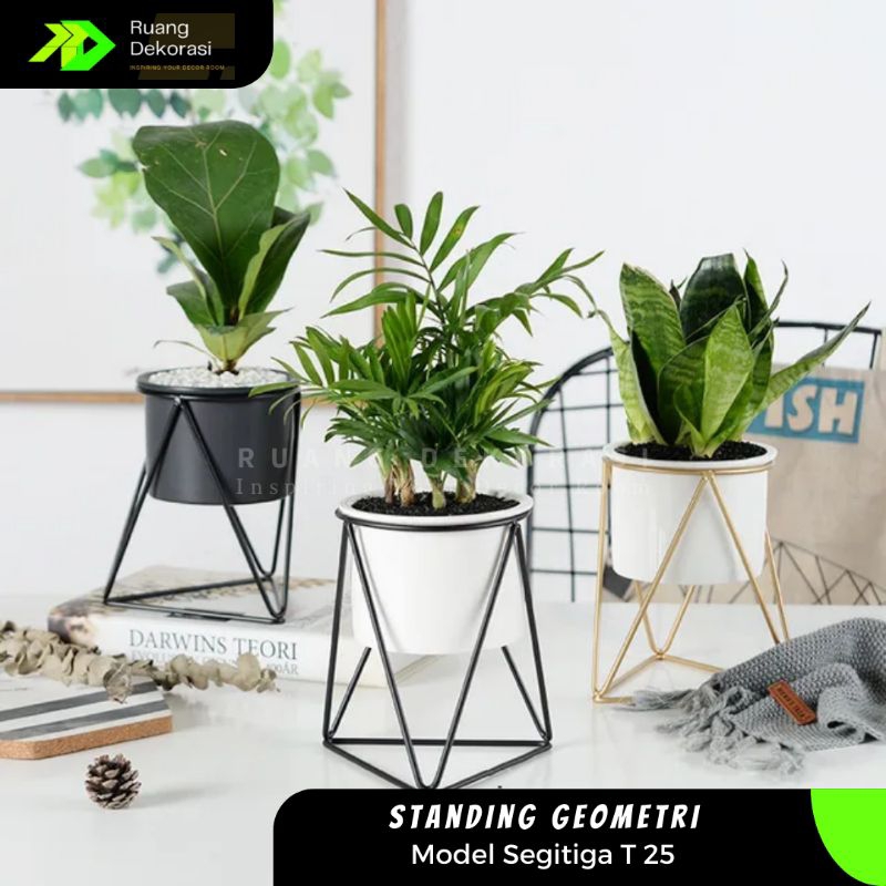 Standing Pot Bunga Besi Minimalis Model Geometri Rak Bunga Besi Modern Rak Bunga Terlaris Rak Bunga 