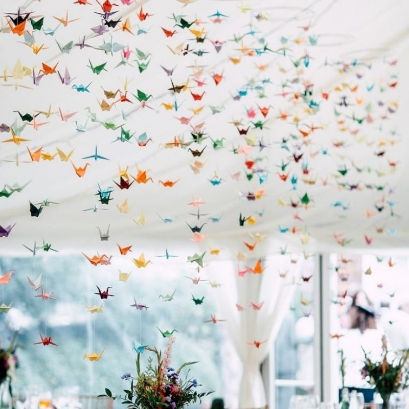 ORIGAMI BURUNG BANGAU KERTAS CRANE ANGSA HIASAN DINDING JEPANG KERTAS LIPAT