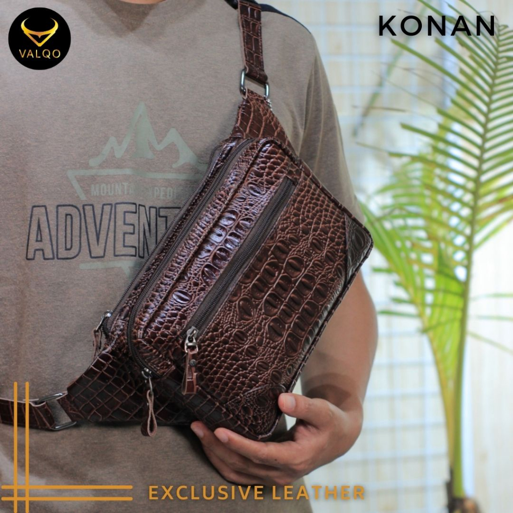 [VALQO] KONAN BY Tas kulit sapi Waist Bag Tas Sling bag Kulit Pria Cowok Cewek Wanita