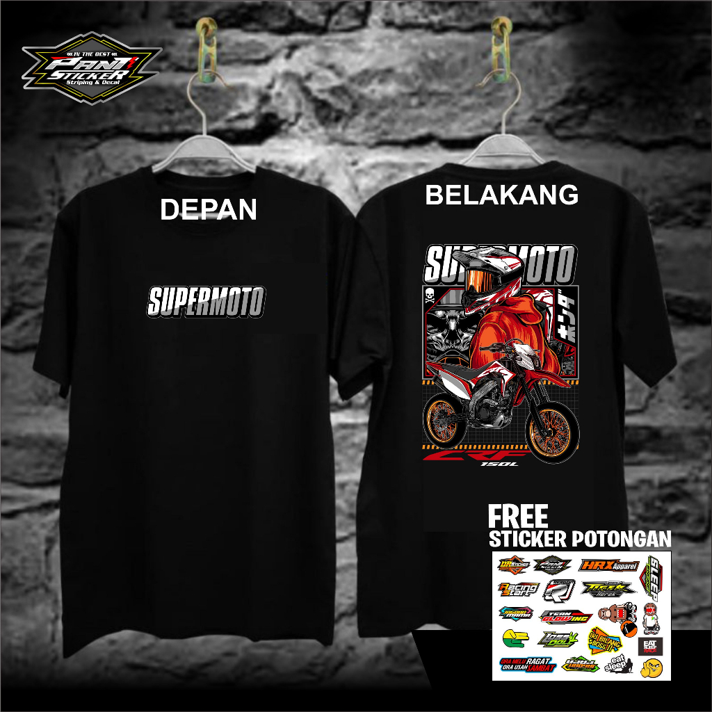 Kaos Sunmori CRF 150L Supermoto // Baju Atasan Pria Modifikasi Honda CRF 150L Desain Custom Free Sti