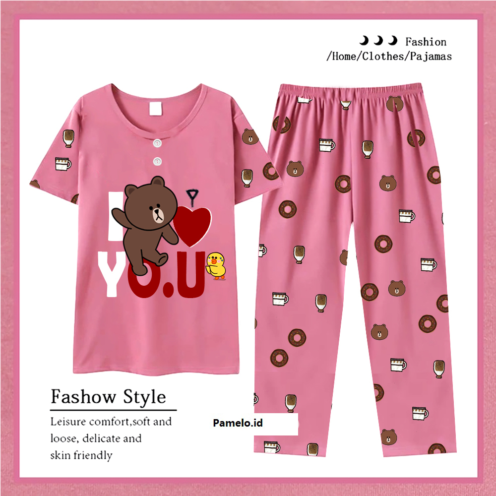 Pamelo Piyama Cp Setelan Kaos Katun Baju Tidur Wanita Cp Baby Doll Supplier Sleep Wear Murah