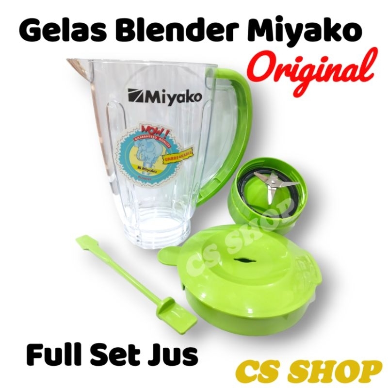 FULL SET GELAS BLENDER MIYAKO ORIGINAL 1.5 LITER WARNA HIJAU/1 SET GELAS BLENDER MIYAKO MODEL BARU/GELAS JUS 1 SET+GELAS BUMBU BASAH MIYAKO ORIGINAL UNTUK TIPE BL 151,BL 152,BL 101,BL 102,BL 301,BL 302,CH 501