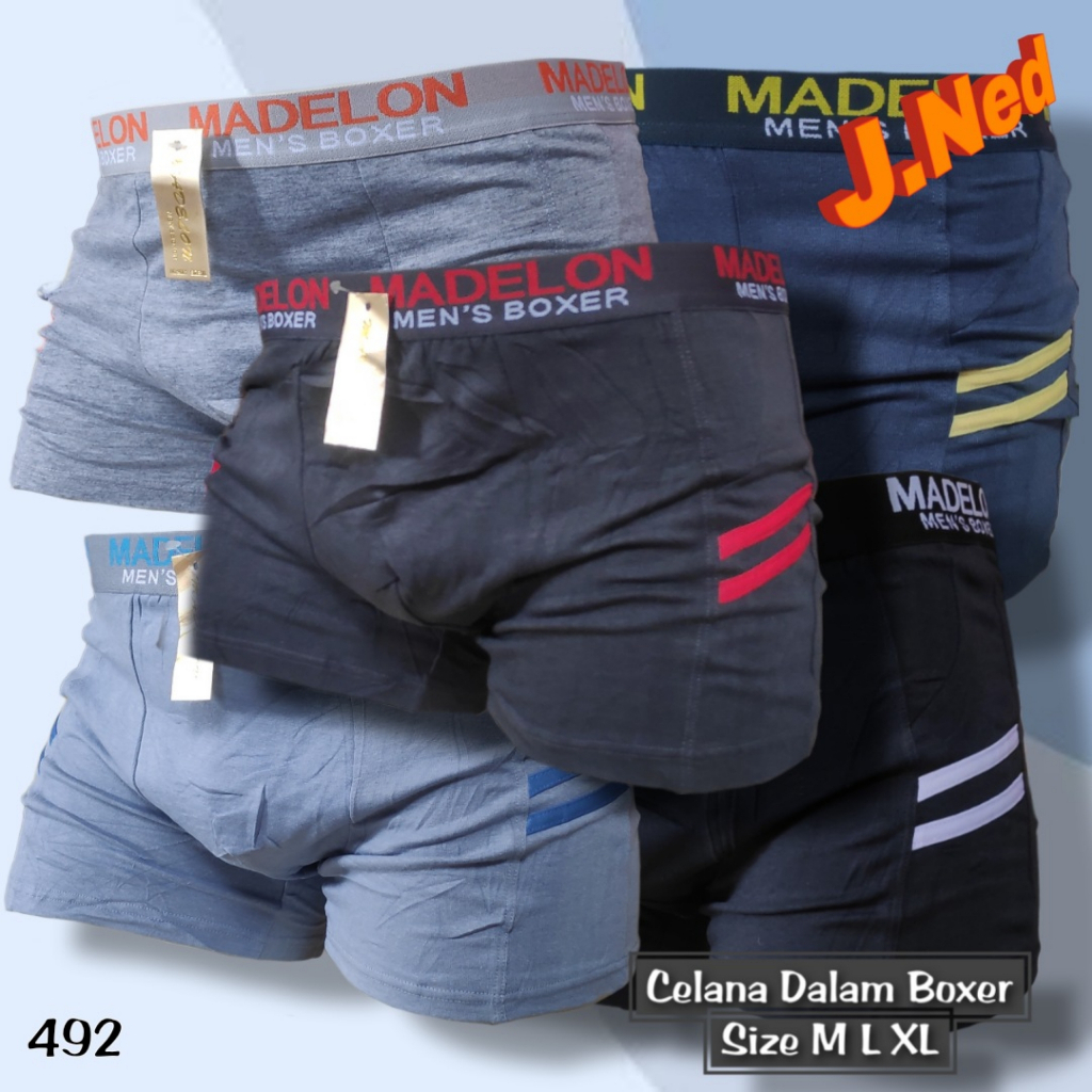 J492 -  CELANA DALAM PRIA BOXER MADELON SIZE M - XL