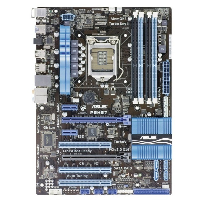 Motherboard Mainboard Paket Mobo ATX P8H67 LGA 1155 DDR3 Plus I3