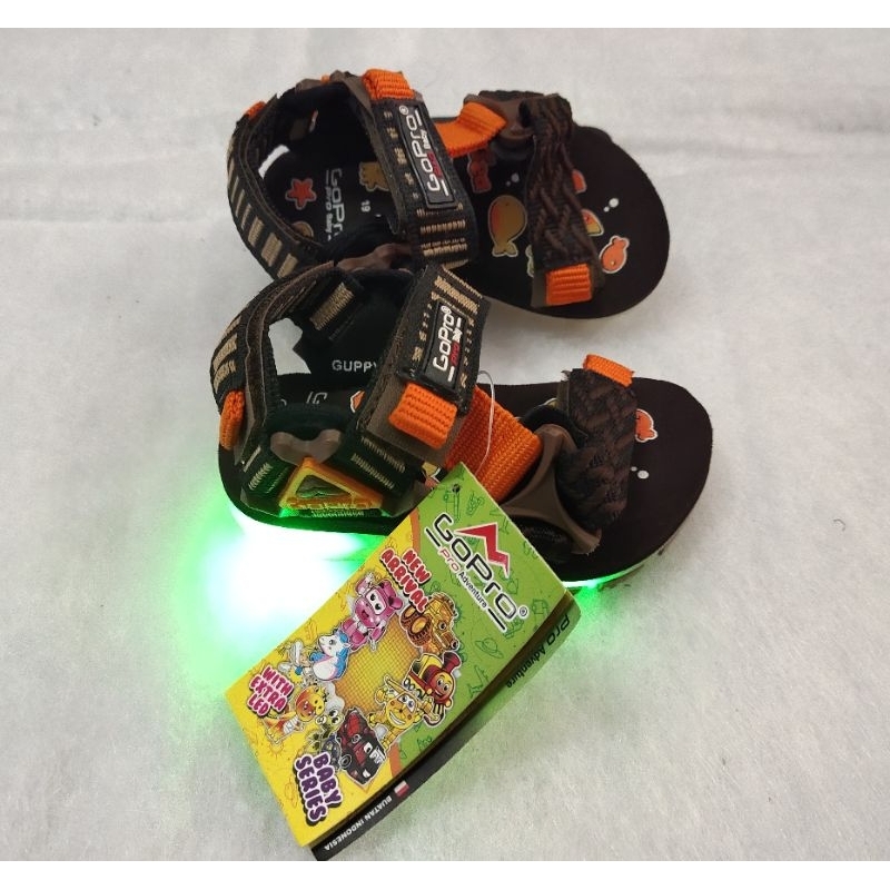 Sandal gunung lampu GOPRO anak-anak ukuran 19-23